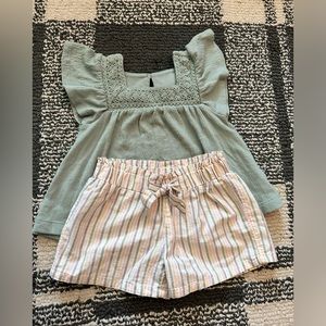 Carters 2 Piece Peplum Top And Short Set Girls Size 2T